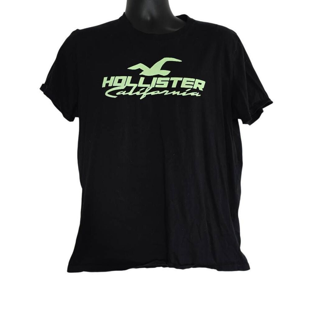 Hollister Men's Size Large Black Glow Logo Short Sleeve T-Shirt